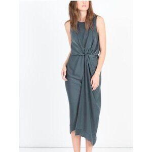 Modern Citizen Amalia Knot Midi Dress sz L women slate gray elegant feminine